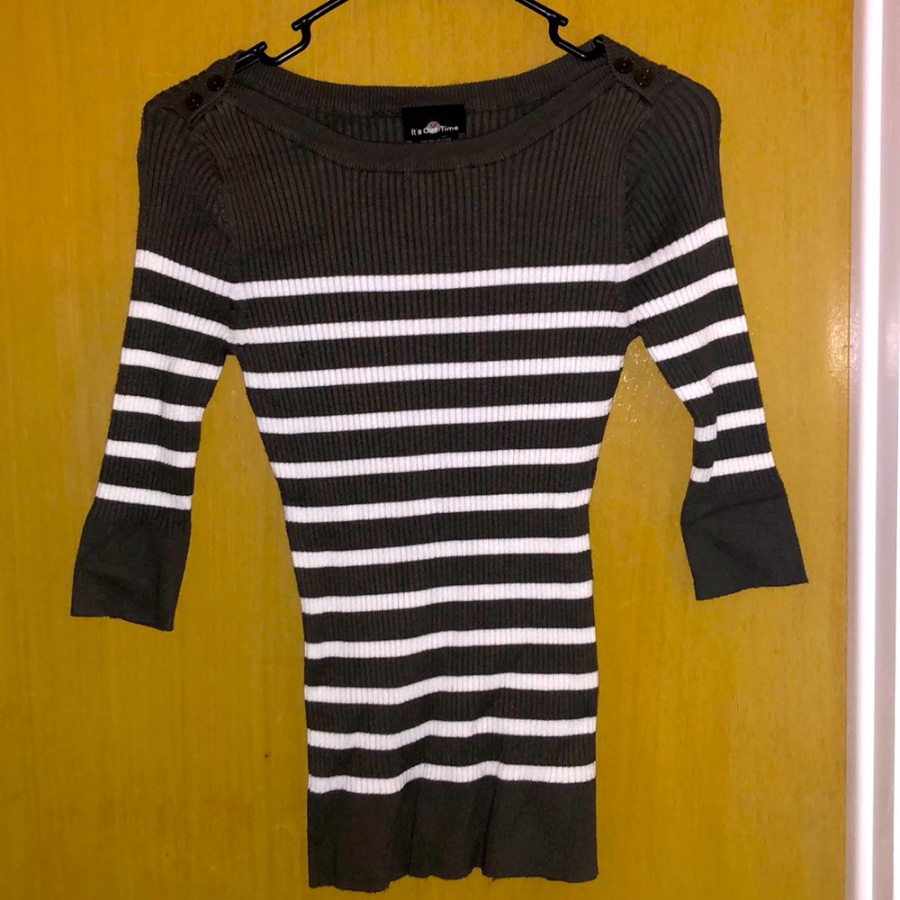 Green and white sweater